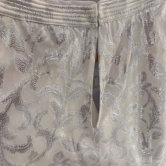 White House Black Market white halter tank top with silver embroidery - Picture 7 of 10